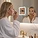 Fancii Rechargeable 10x Magnifying Mirror with 3 LED Light Settings, Dimmable Touch Light, Cordless, Locking Suction Mount, Lighted Mirror for Bathroom or Travel, Mira 2 (White)