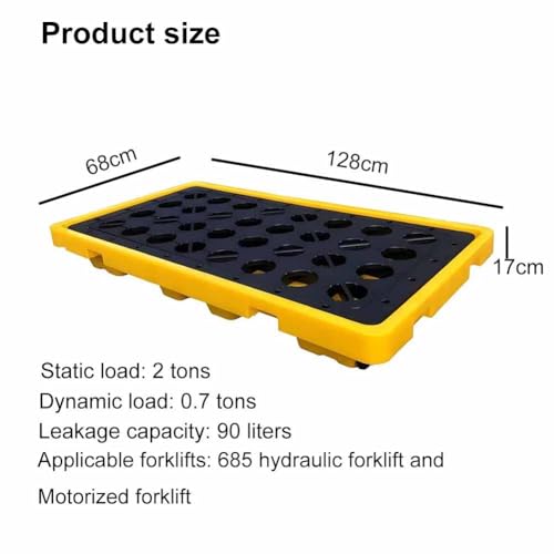XBTGS Piattaforma industriale impilabile di contenimento delle fuoriuscite con uscita modulare, vassoio per tamburo dell'olio durevole per la sicurezza sul posto di lavoro, giallo-128x68x17cm, giallo
