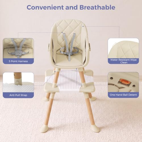 Image of 6 in 1 Convertible High Chair for Baby and Toddler,Toddler High Chair with Adjustable Tray & 5-Point Safety Harness, Dish-Washer Safe