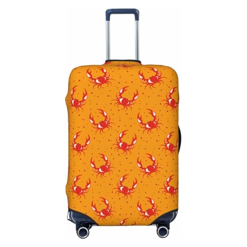 Red Crab Print Luggage Cover For Suitcase,Washable Elastic Travel Suitcase Protector With Zipper Closure And Bottom Buckle – Fits 18-32