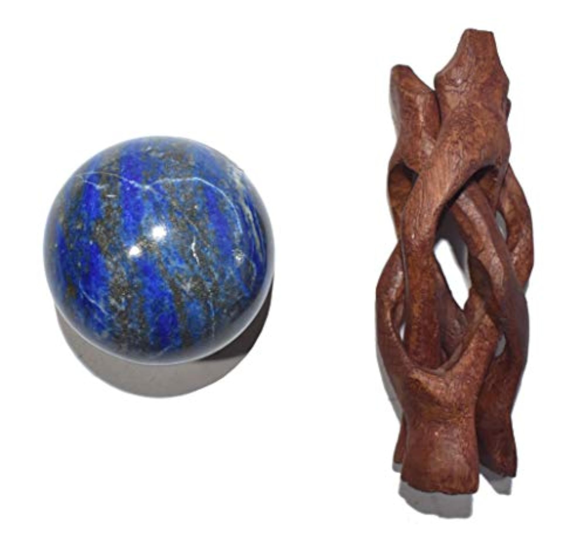 Lapis Lazuli Crystal Ball Sphere with Wooden Stand, Healing