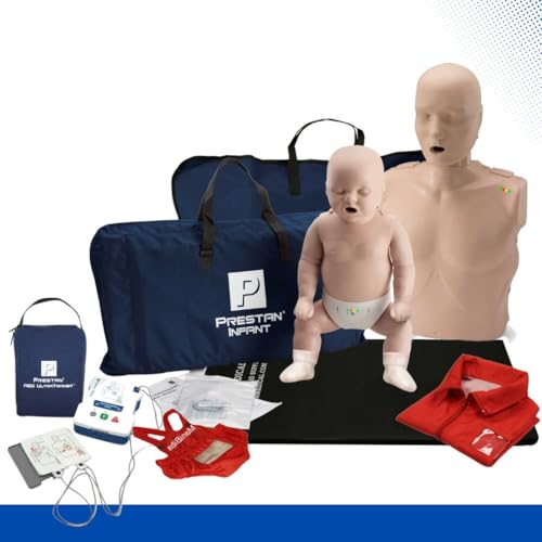 PRESTAN CPR Manikin and One Infant CPR Manikin Training Kit w/AED Trainers and Accessories, Medium Tone, MCR Medical