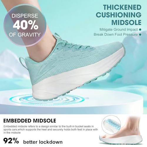 Image of ZOVE Womens Walking Shoes Cushioning Non-Slip Breathable Running Sneakers Tennis Comfortable Athletic Gym Workout Casual Shoes Lightweight Sports Cross Training Fashion Sneakers