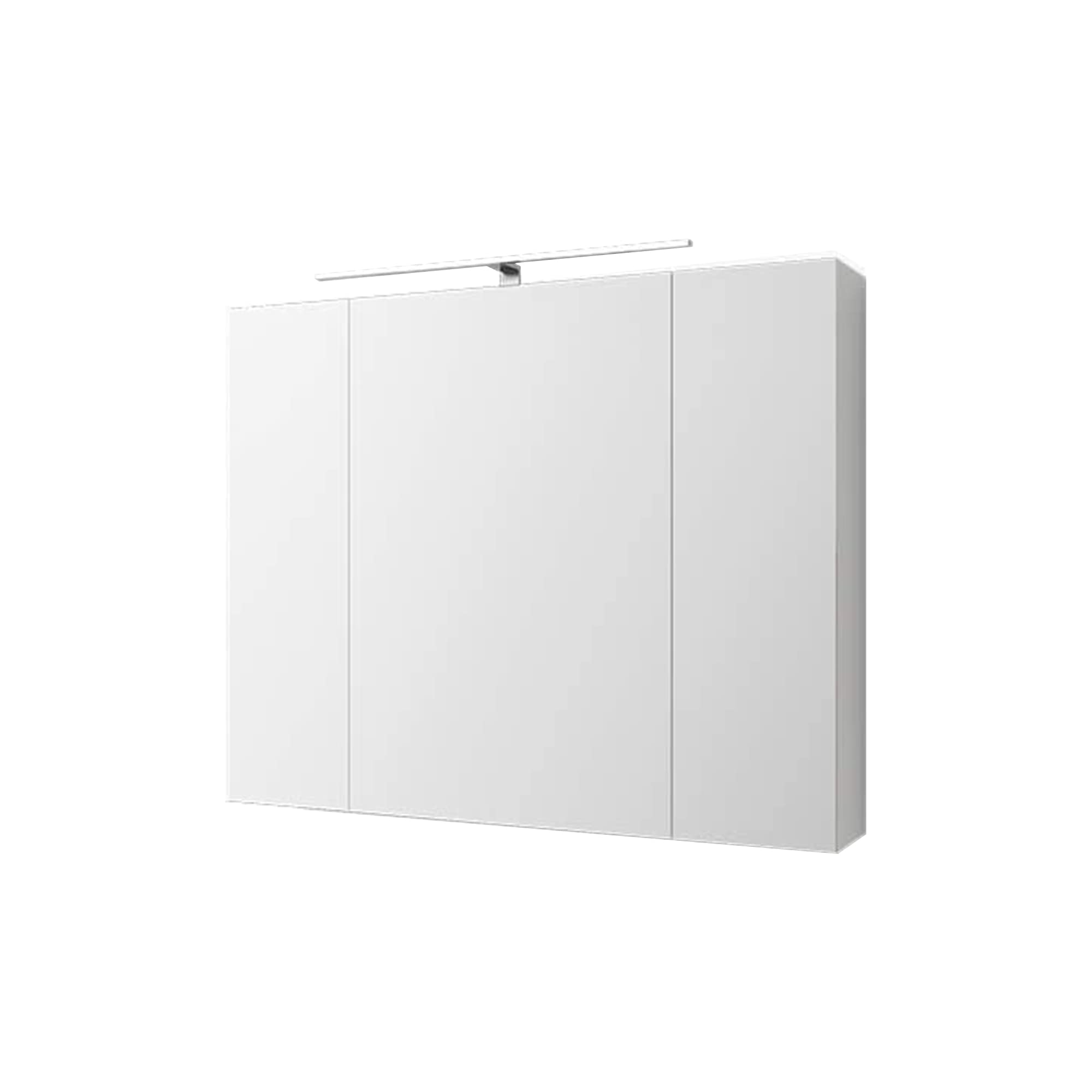 ML-Design Armario con Espejo de Baño con Iluminación LED 90x72x15 cm Blanco Mueble Colgante de Pared con Interruptor de Luz 3 Puertas y 6 Estantes de Cristal Ajustables en Altura Mobiliario de Aseo