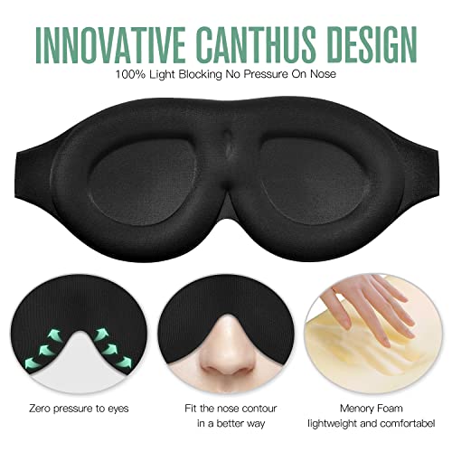 100% Blackout Sleep Mask Most Comfortable Contoured Eye Cups and Nose Covering for Women Men, ALASKA BEAR 3D Pillowy… - Image 3