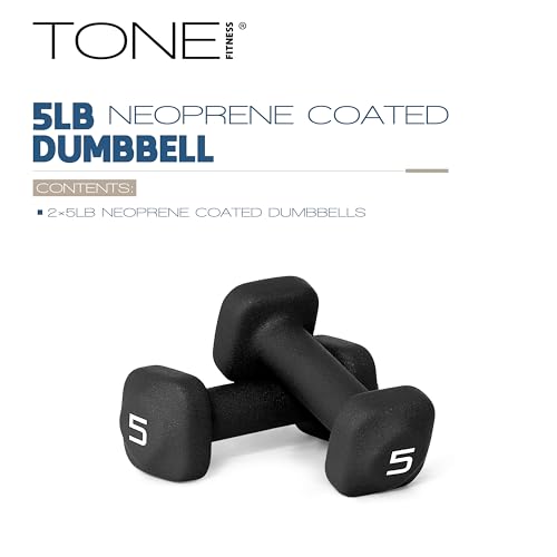 Tone Fitness Neoprene Dumbbell Weight Pairs with Anti-Roll Square Head | Multiple Options
