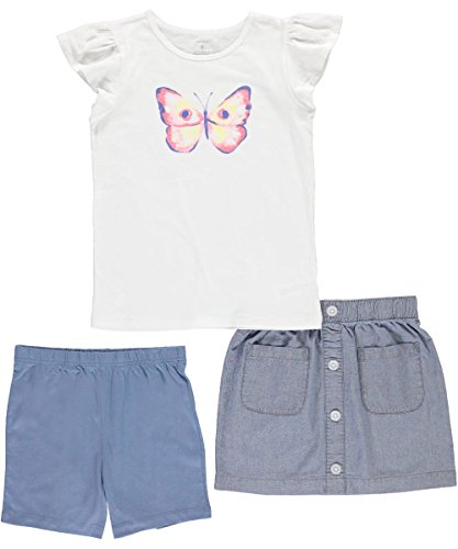 Ensemble 2 pièces Carter's pour fille de 4 à 8 ans avec haut papillon et jupe blanche