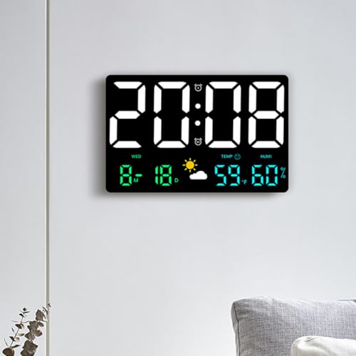Reloj digital grande multifuncional con pantalla LED de temperatura 7