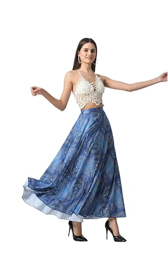 Image of VAGISHA Printed Casual Long Western Skirts for Women's & Girls |Stretchy Flared Maxi Skirt|Elastic Waist Skirts|Western Ethnic Skirts