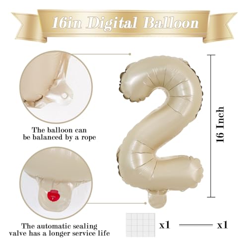 Image of TONIFUL Number Balloon 16 Inch 10 Pcs Caramel 0-9 Birthday Number Balloons