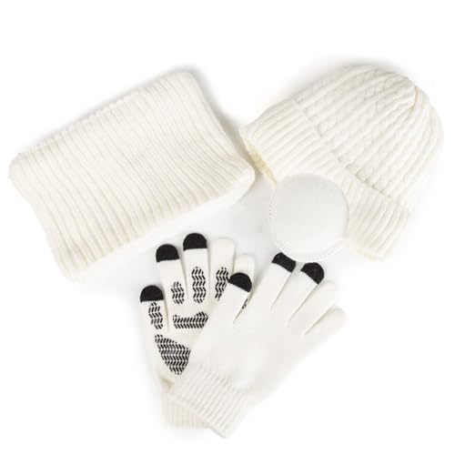 Winter Hat Scarf Gloves Set for Women Warm Knit Beanie with Touchscreen Gloves and Neck Warmer 3 in 1 Winter Set2