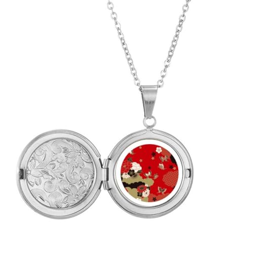 Collier médaillon photo fleurs rouges bijoux femme pendentif ouvrant