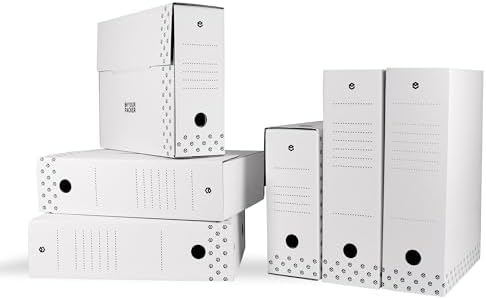 20 Cajas Archivo Definitivo A4 de Cartón Blanco Plegables y Autom...