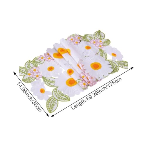 Chemin de table brodé fleurs blanches lavable pour sublimer une table sans effort