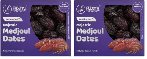 Image of Flyberry Gourmet Jumbo Medjoul (Medjool) Dates | Rich Source of Potassium & Iron | No Added Sugar or Preservatives | Low GI Energy Snack | Khajoor | Khajur | 800 g (Pack of 2)