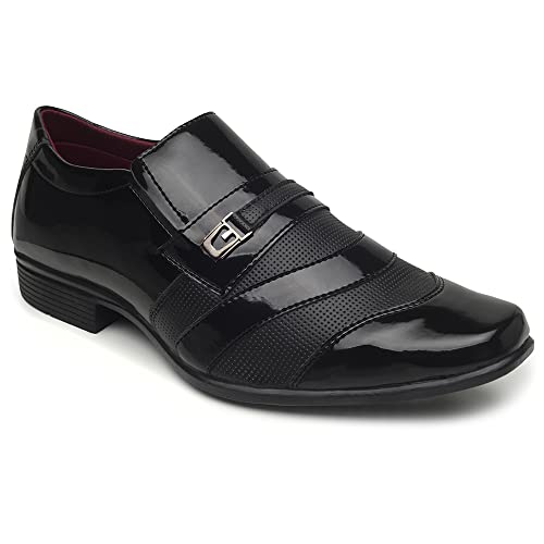 KIT 3 PARES SAPATO SOCIAL MASCULINO OXFORD ESTILO ITALIANO (41, PRETO VERNIZ)