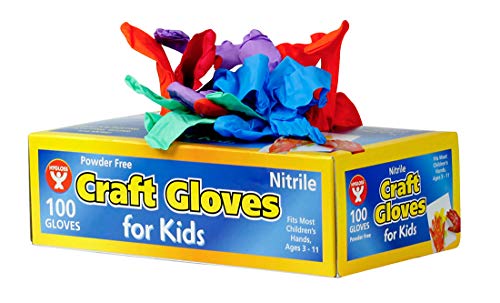 Hygloss Products 98100 Craft Gloves for Kids - Nitrile Latex-Free Protect Your Hands-Multiple