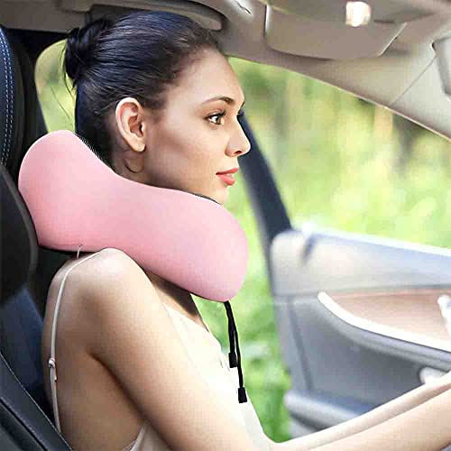 Aotu Travel Neck Pillow Pure Memory Foam Soft Travel Pillow For Flight Sleeping,Airplane Headrest Most Comfortable Support, Breathable Washable Cover, Portable Design_Pink #TOP6