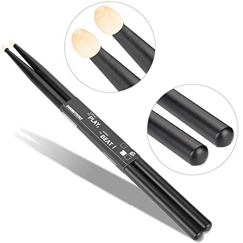 Baquetas 5A para batería, hechas de madera de arce, para principiantes, profesionales y niños (negro) miniatura 4