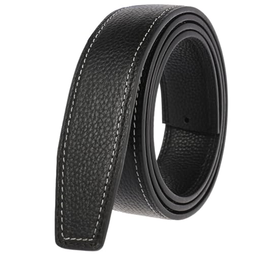 Leather Replacement Belt Leather Belt Strip Men's Automatic Buckle Belt without Buckle Black