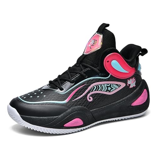 Huogra Women Men Basketball Shoes Breathable Men Non Slip Outdoor Fashion Unisex Sneakers Black