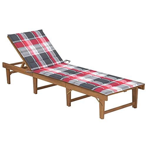 Genérico Tumbona Plegable con cojín Madera Maciza de Acacia,Tumbonas-3064177