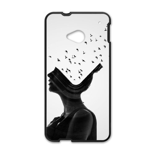 (Only for: HTC One M7)creative design custom HTC One M7 cover case phone shell,Black