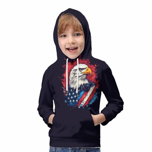 Sweat à capuche enfant imprimé 3D pull résistant avec grande poche 8-10Y