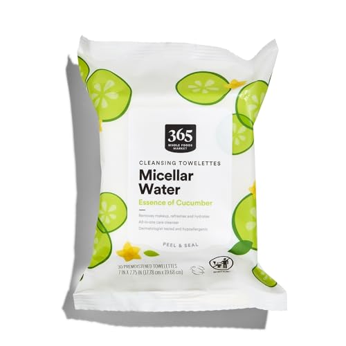 365 by Whole Foods Market, Micellar Water Cleansing Towelettes, Essence of Cucumbers, 30 Count