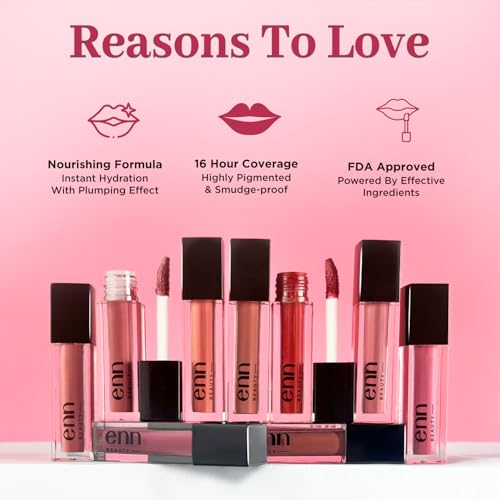 Image of ENN Long Lasting Semi Matte Liquid Lipsticks -16 Hour Coverage, Transfer-Proof, Highly Pigmented, Enriched with Hyaluronic Acid, Vitamin E & Argan Oil - Pack of 8 (Test & Trail)