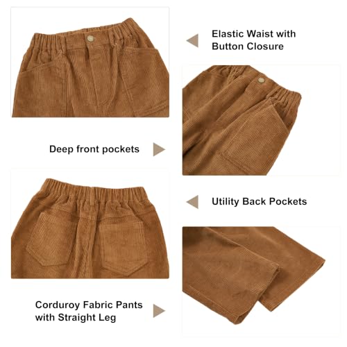 Image of Rolanko Girls Wide Leg Corduroy Pants High Waist Trousers Vintage Kids Pants Streetwear Casual 4-12 Years