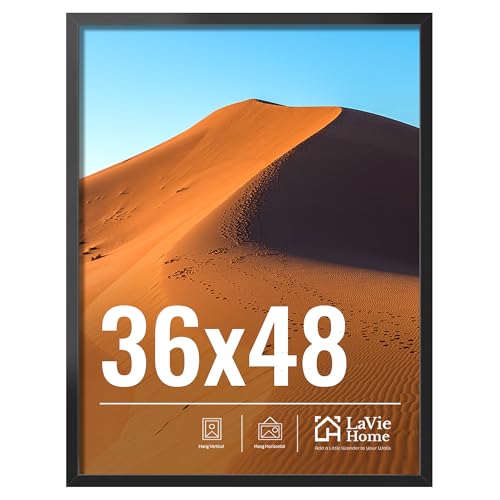 LaVie Home 36x48 Picture Frame for Wall Display, 36x48 Black Picture Frame with HD Plexiglas, 36 x 48 Photo Frame 1 Pack, Display Frame for Vertical or Horizontal, Classic Collection
