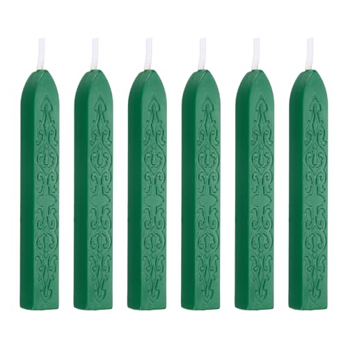 Bâtons de cire à cacheter vert foncé avec mèche pour lettre, enveloppe et cachet vintage