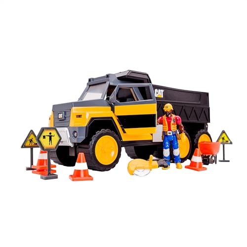 Image of Cat Construction Workforce Hauler Action Set, 18-Piece Kids Construction Toy Playset with Freewheeling Hauler Truck, Lights & Action-Activated Sounds, 4-Inch Figure, Tools & Accessories, Ages 3+