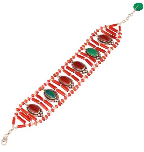 Bracelet cornaline et onyx vert argent : finis les bijoux ternes qui noircissent