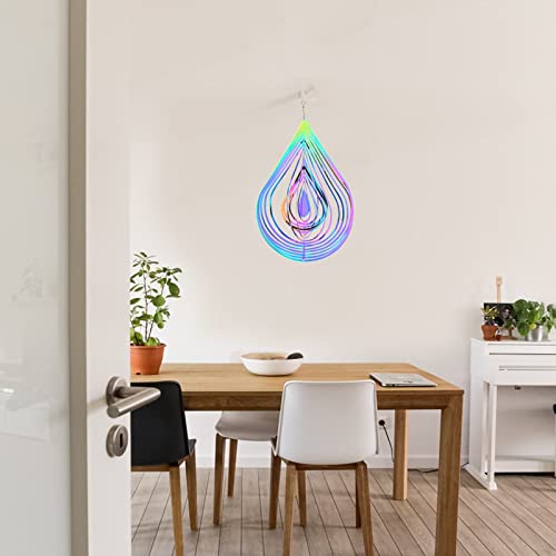 Wind Spinners 3D Stainless Steel For Outdoor Garden Decoration Gifts, 12 Inch Magical Metal Water Droplets Rainbow Light Effect Spinners With Rotating Hook #TOP5