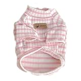 ISUPY ペット服 犬服 猫服 Tシャツ 春秋冬 可愛い 洋服 ドックウェア パーカー ボーダー柄 柔らかい 保温 暖かい 犬用コスチューム 散歩着 記念撮影 お出かけ 部屋着 抜け毛対策 (XS,ピンク)