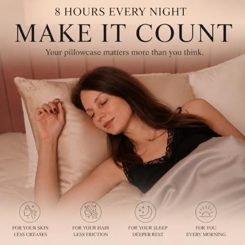 FURBO 100% Pure Mulberry Silk Pillowcase, Gold, 22 Momme - Image 6