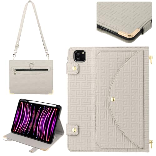 Étui portefeuille iPad Air 11 M2 avec support bandoulière et porte-crayon motif unique