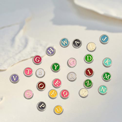 Image of 26 Pack Enamel Initial Brooches Pins Set Cute Colorful Letters Lapel Pin Brooch Badges Funny Pins for Backpacks Badges Jackets Hats Accessories for Women Men Gold Silver