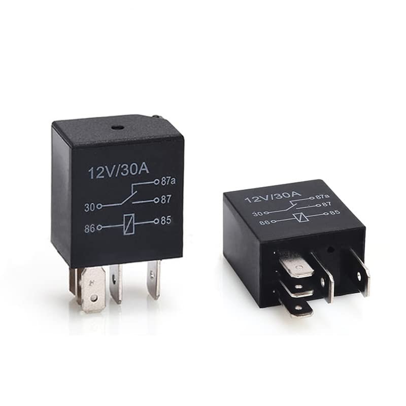 Relais de lampe 12V 30A à 5 bornes pour phares de voiture et moto en lot de 2 pièces