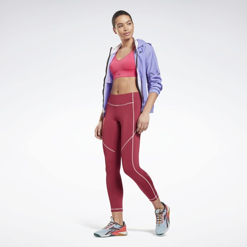 Image of Reebok Women's Satin 91% PES /9% El-Interlock-Hydrophilic Finish /Print-Digital Sublimation-Disperse Classic Workout Sports Bra