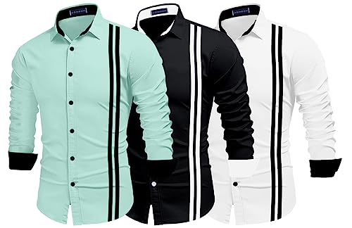 Image of Zombom Men's Striped Regular Fit Shirt