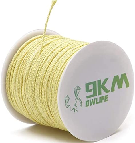 9KM DWLIFE Yellow Kevlar Line, High Strength, Abrasion Resistance, Flame Retardant, Fishing Assist Cord, Kite String, Model Rocket Shock, Hammock Tarp Ridgeline, Tactical Survival