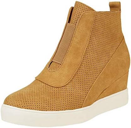 LAICIGO Women's Fashion Sneakers Side Zipper Platform High Top Wedge Sneaker Sports Shoes
