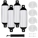 VEITHI Boat Fenders 4Pack, Ribbed Twin Eyes Vinyl Boat Fender Bumpers, Boat Bumpers for Docking Come