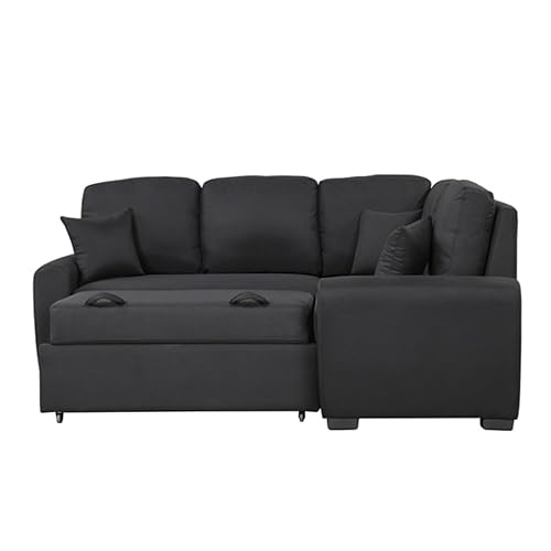 Sectional Sleeper Sofa with Charging Port and Plug Outlet,Pull-Out Sofa