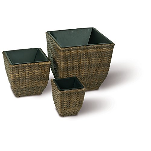 Pflanzkübel quadratisch, dunkelbraun, T 19cm x B 19cm x H 12cm