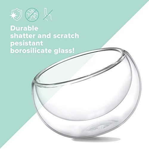 Tea Cup Set of 4 - Modern Double Wall Glass Insulated Teacups Best Paired with your Teapot or Coffee (2.5 oz)