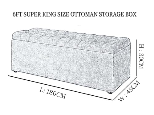 Pouf de rangement rectangulaire avec rangement de 1m80 pour chambre